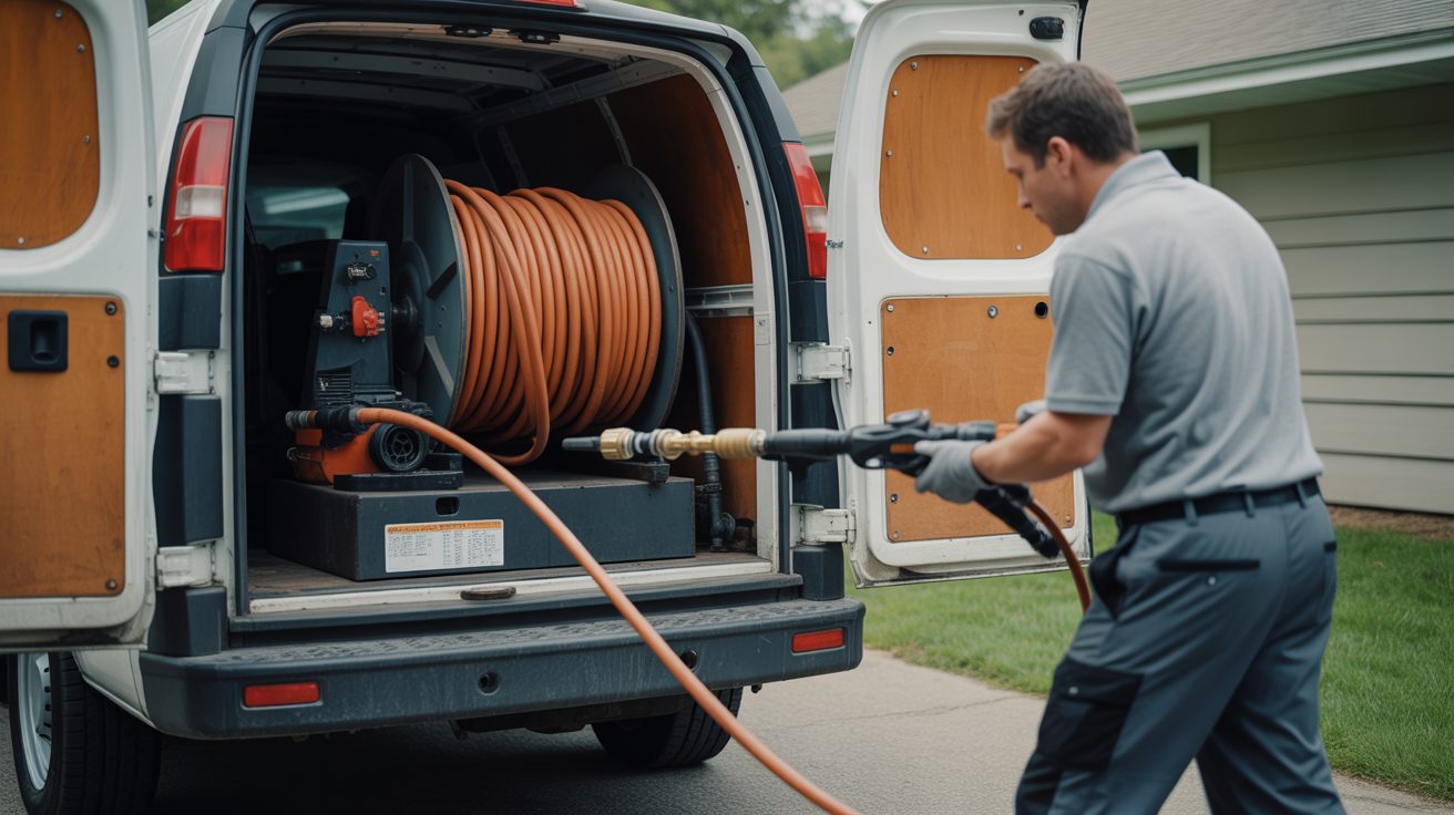 Commercial sewer line problems equipment staged on a Mississauga job